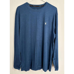 Spyder Rash Guard Shirt Surf Sand Sun Mens Large Long Sleeve UPF 50+ Blue Swim